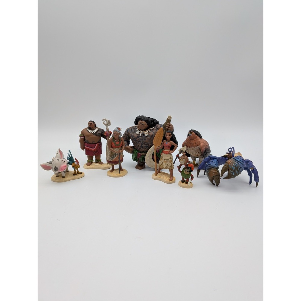 Disney Store Moana 8-Piece Solid PVC Figurine / Cake Topper Set